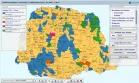 Mapa com resultados de eleições.