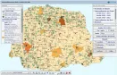 Cruzamento de informações com sobreposição de temas. A cor de cada Município indica a faixa de R$ empregada nos Empreendimento da gestão 2011 - 2014. Os triângulos invertidos representam a faixa de IDHM dos Municípios.