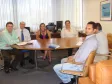 Vanderlei Iensen (presidente da Celepar), Ariel da Silveira (diretor administrativo-financeiro da Celepar), Maria Arlete Rosa (diretora de Meio Ambiente da Sanepar), Erich Gomes Schaitza (engenheiro florestal da Secretaria de Planejamento e José Roberto da Conceição (engenheiro cartógrafo da Sanepar) discutem ação integrada para a gestão do meio ambiente e melhoria da qualidade da água.