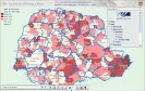 Destaque no mapa da taxa de reprovação por município de 5/8 série no ano de 2007.