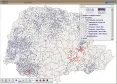 Visualização das Propriedades com Avicultura de produção comercial. Símbolos diferenciam os tipos de aves criados em cada Propriedade.