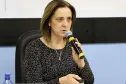 A Secretária da Justiça do Paraná, Maria Tereza Uille Gomes, durante a videoconferência realizada na Celepar.
