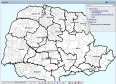 Destaque no mapa por associações de municípios.