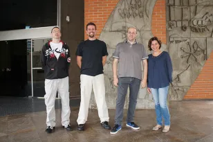 Leandro Domingos, Allan May, Marcelo Perotto e Agtha Cristina (gerente do projeto).