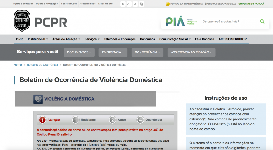 Crimes de violência doméstica