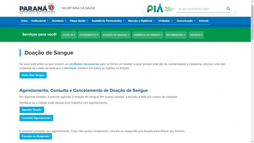 sistema de doação de sangue