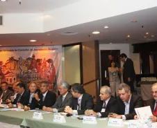 O secretário de Infraestrutura e Logísitca, José Richa Filho, no seu discurso na abertura da 117ª Reunião Ordinária do Conselho das Associadas da Associação Brasileira de Entidades Estaduais de Tecnologia da Informação e Comunicação (Abep) em Curitiba/PR, nos dias 09 e 10 de fevereiro de 2012