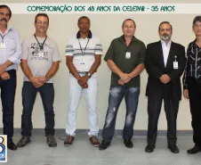 Os aniversariantes Omar, Aluizio, Jesuino, Antonio, Vanderlei e Eleoterio