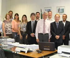 Equipes da Celepar e Secretaria de Planejamento ao lado do secretário Cassio Taniguchi e do presidente Jacson Carvalho Leite, participaram da apresentação do SAPM