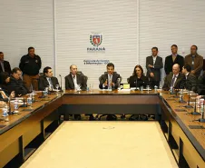 Governador Beto Richa junto com a secretária estadual da Justiça, Cidadania e Direitos Humanos, Maria Tereza Uille Gomes, lança a Central de Transparência Carcerária e a Central Estadual de Informações de Flagrantes. Curitiba, 02/06/2014. Foto: Arnaldo Alves/ANPr
