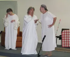 Teatro SIPAT 2013 "Três Malas, Um Destino". Tania Wolkmann, Solange Hidalgo, Gil Priandi e Pedro Colodi