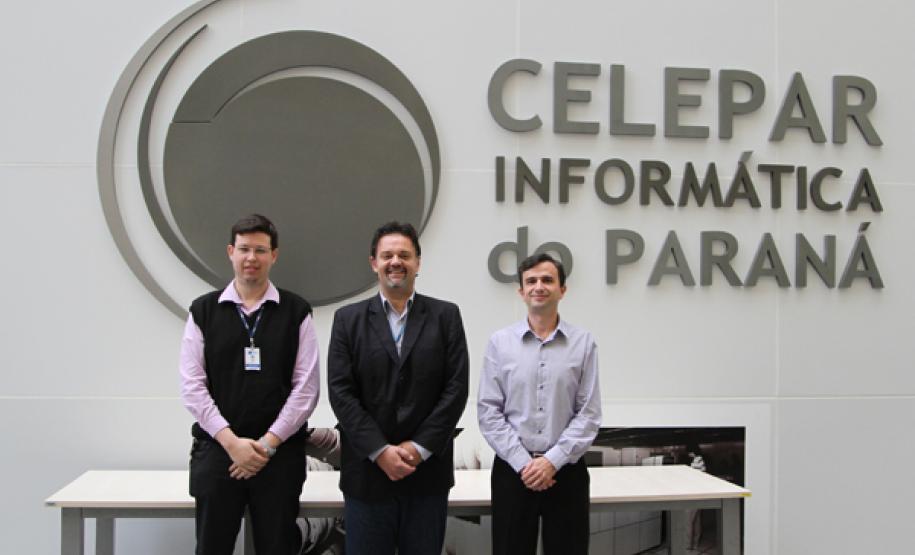 Equipe responsável pelo desenvolvimento do Procon-PR em Números: Fernando Parissenti, Henrique Miorelli e Valter Schastai