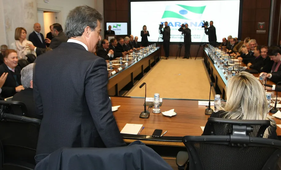 O governador Beto Richa durante reunião com secretariado.  Curitiba/Pr, 22.06.2016