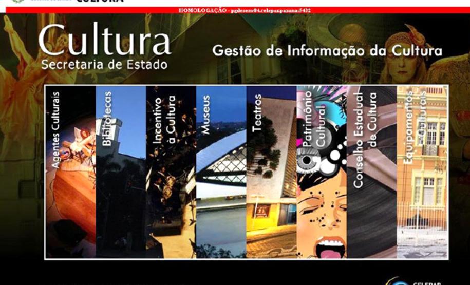 Página inicial do portal de Getão de Informação da Cultura