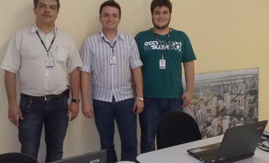 Equipe do Núcleo Regiional da Celepar de Maringá responsável pelo atendimento na Expoingá 2011: Marcio Costa, Rodolfo Zanardi Loiola e Luiz Eduardo de Santana e Oliveira