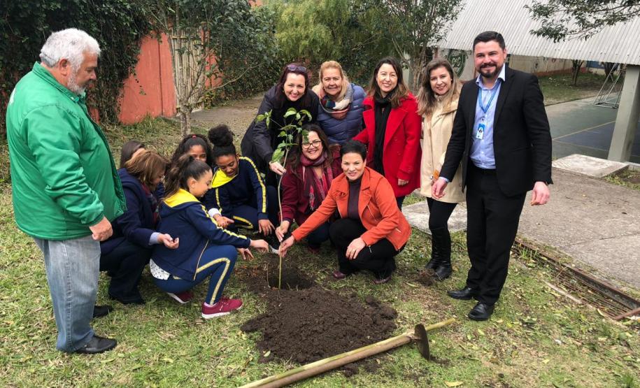 Presidente da Celepar planta árvore na Escola Estadual Amyntas de Barros